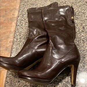 Brown Leather Heeled Boots